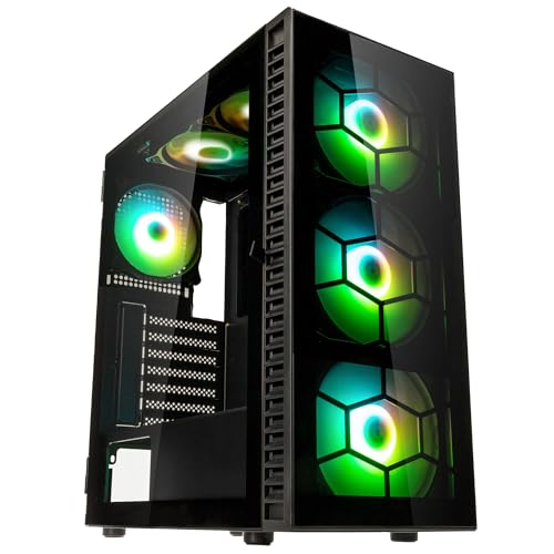 KOLINK Observatory HF Plus Glass ARGB Midi-Gehäuse, Dynamische Beleuchtung, 330 mm GPU-Freiraum, Gehärtete Glasplatten, Schwarz von KOLINK