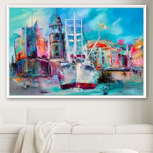 KOLLEKTION WIEDEMANN Hamburg von Manuela Rathje Weiß gerahmt Malerei Esszimmer Flur Wohnzimmer Schlafzimmer Badezimmer 75 x 50 cm von KOLLEKTION WIEDEMANN