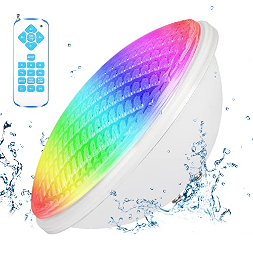 KOLLNIUN LED Poolbeleuchtung, 40W PAR56 RGB Schwimmbadleuchte Unterwasserscheinwerfer mit Fernbedienung Poolbeleuchtung, 12V AC/DC IP68 Wasserdicht Pool Lampe von KOLLNIUN