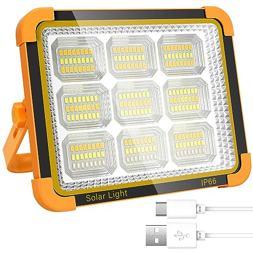 KOLLNIX 100W LED Strahler Akku - Tragbarer LED Arbeitschleucte Baustrahler Akku - Wiederaufladbarer Strahler Solar Power Bank für Camping, Werkstatt, Outdoor, Garage, Keller, Notfall von KOLLNIX