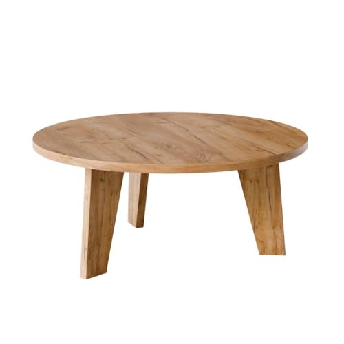 KOLM Ella Couchtisch - Runder Beistelltisch in Eiche Craft Compatible with Wohnzimmer | Ø 90 cm | FSC-Zertifiziert | Modernes Design von KOLM