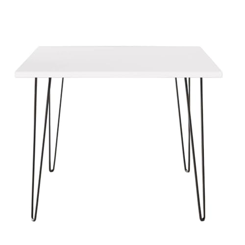 KOLM Hairpin Tisch - Quadratischer Esstisch in Weiß Compatible with Küche/Wohnzimmer | 90x90 cm | FSC-Zertifiziert | Modernes Design von KOLM