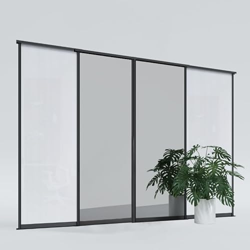 KOLM Schiebetüren | 265x260 cm | Weiß Lacobel Hochglanz mit Spiegel | Gdynia Schwarz Matt von KOLM