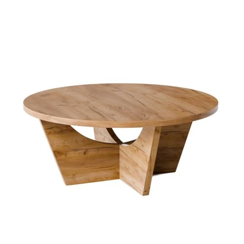 KOLM Tori Couchtisch - Runder Beistelltisch in Craft Eiche Compatible with Wohnzimmer | Ø 90 cm | FSC-Zertifiziert | Modernes Design von KOLM