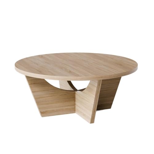 KOLM Tori Couchtisch - Runder Beistelltisch in Eiche Sonoma Compatible with Wohnzimmer | Ø 90 cm | FSC-Zertifiziert | Modernes Design von KOLM