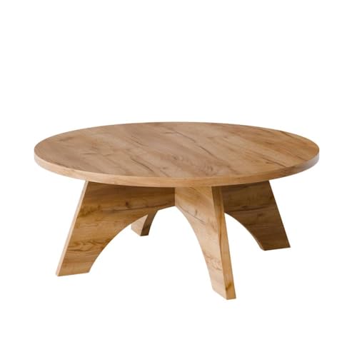 KOLM Yuko Couchtisch - Runder Beistelltisch in Eiche Craft Compatible with Wohnzimmer | Ø 90 cm | FSC-Zertifiziert | Modernes Design von KOLM