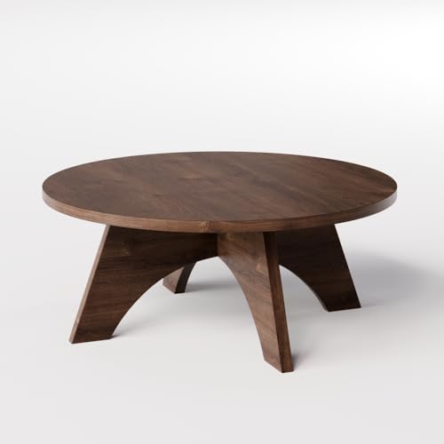 KOLM Yuko Couchtisch - Runder Beistelltisch in Schokoladeneiche Compatible with Wohnzimmer | Ø 90 cm | FSC-Zertifiziert | Modernes Design von KOLM