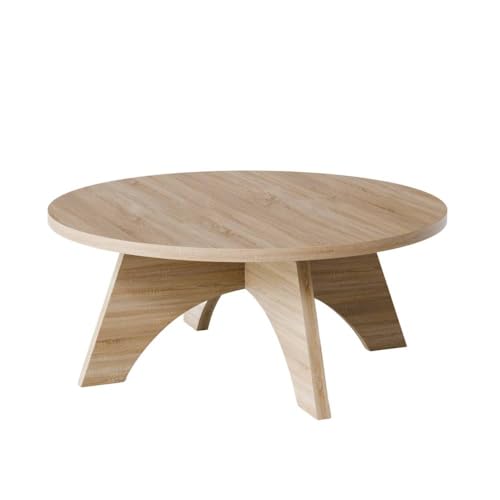 KOLM Yuko Couchtisch - Runder Beistelltisch in Sonoma-Eiche Compatible with Wohnzimmer | Ø 90 cm | FSC-Zertifiziert | Modernes Design von KOLM