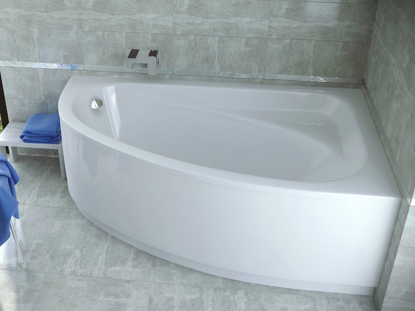 KOLMAN Badewanne Eckbadewanne Cornea 150x100, (Links/Rechts), Acrylschürze Styroporverkleidung, Ablauf VIEGA & Füße GRATIS von KOLMAN