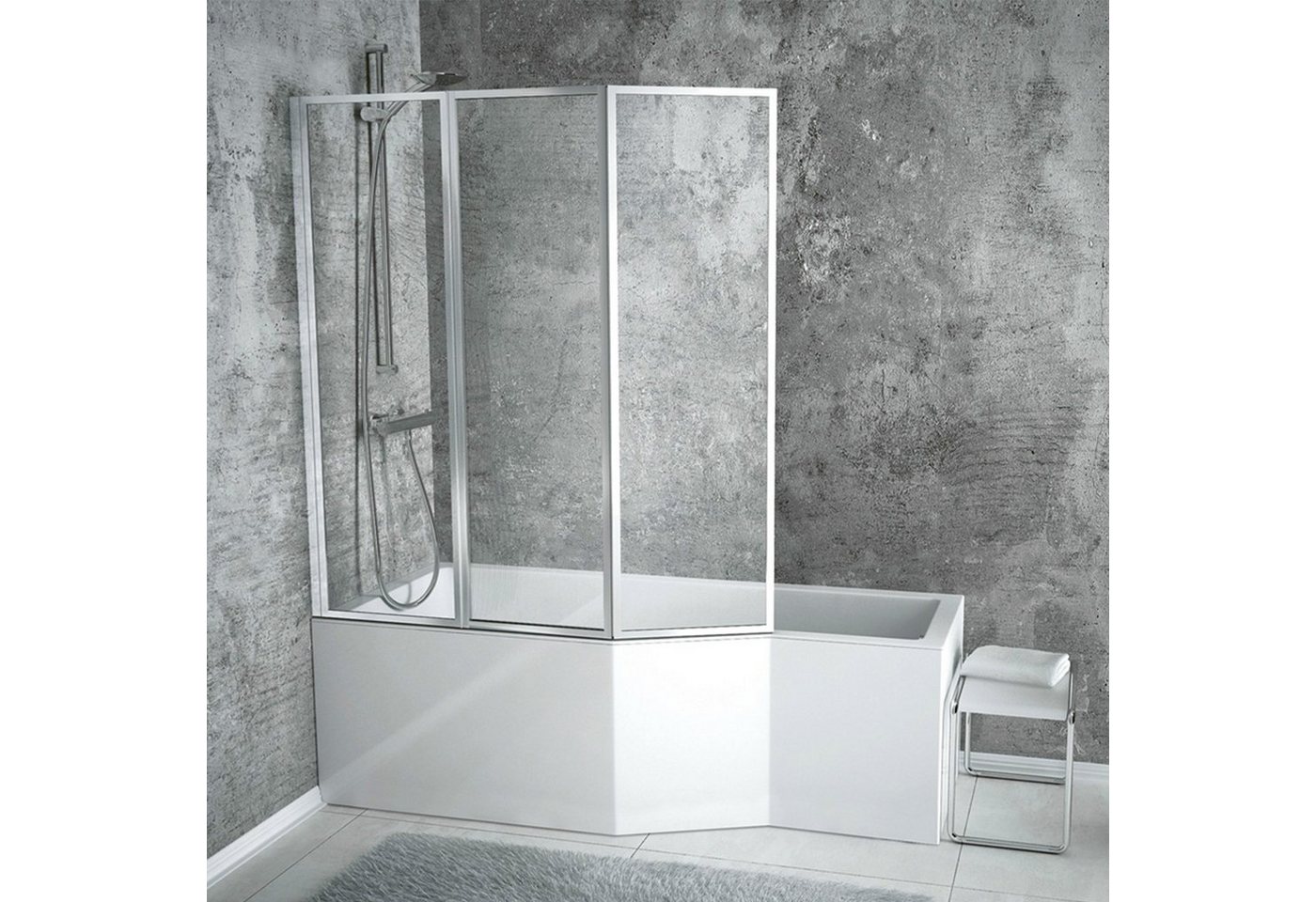 KOLMAN Badewanne Eckbadewanne Integra 150x75, (Links/Rechts), Duschwand Acrylchürze Styroporträger, Ablauf VIEGA & Füße GRATIS von KOLMAN