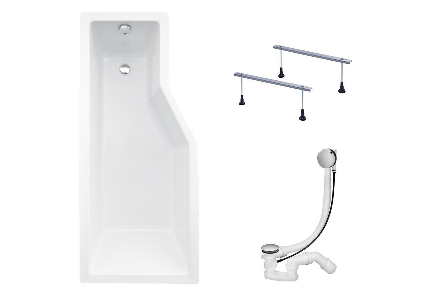 KOLMAN Badewanne Eckbadewanne Integra 150x75, (Links/Rechts), Duschwand Acrylchürze Styroporträger, Ablauf VIEGA & Füße GRATIS von KOLMAN