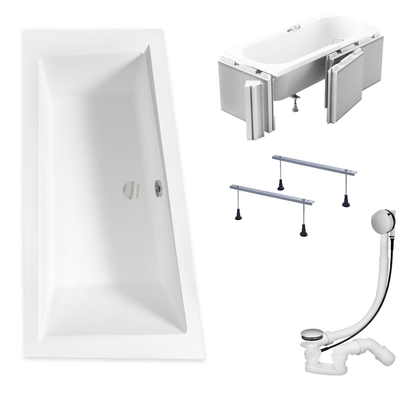 KOLMAN Badewanne Eckbadewanne Intima Slim 150x85, (Links/Rechts), Rand 15 mm Styroporverkleidung, Ablauf VIEGA & Füße GRATIS von KOLMAN