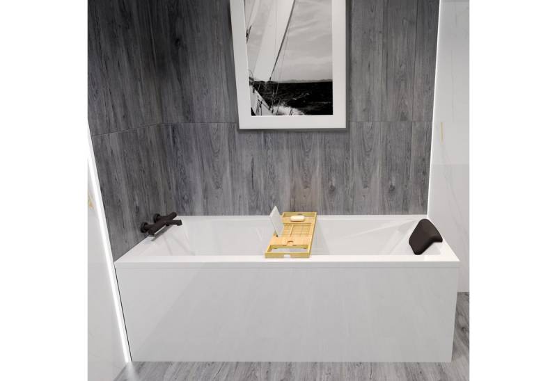 KOLMAN Badewanne MODERN 120x70, Ablauf & Füße + Nackenkissen Kodi + Bambus Ablage, Ablaufgarnitur & Füße GRATIS von KOLMAN