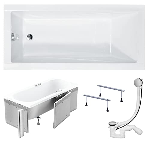 KOLMAN Badewanne MODERN Rechteck 170x70 mit Styroporverkleidung, Ablaufgarnitur und Füßen Komplettset 4in1 Premium Original Acryl Wanne Siphon KOLMAN Badewanne MODERN Rechteck 170x70 mit Styroporverkleidung, Ablaufgarnitur und Füßen Komplettset 4in1 Premium Original Acryl Wanne Siphon von KOLMAN