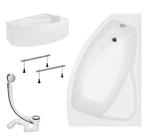 KOLMAN Badewanne RIMA Eckbadewanne 130x85 Rechts mit AcrylSchürze, Ablaufgarnitur und Füßen Komplettset 4in1 Premium Original Acryl Wanne Siphon KOLMAN Badewanne RIMA Eckbadewanne 130x85 Rechts mit AcrylSchürze, Ablaufgarnitur und Füßen Komplettset 4in1 Premium Original Acryl Wanne Siphon von KOLMAN