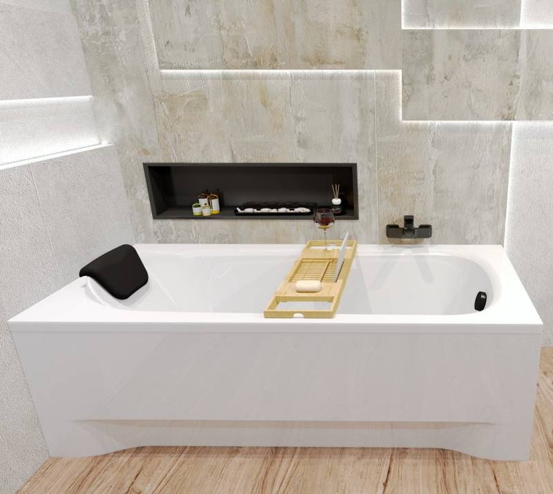 KOLMAN Badewanne Rechteck BONA 140x70 + Bambus Badewannenablage, Ablauf & Füße GRATIS!, Ablaufgarnitur & Füße GRATIS von KOLMAN
