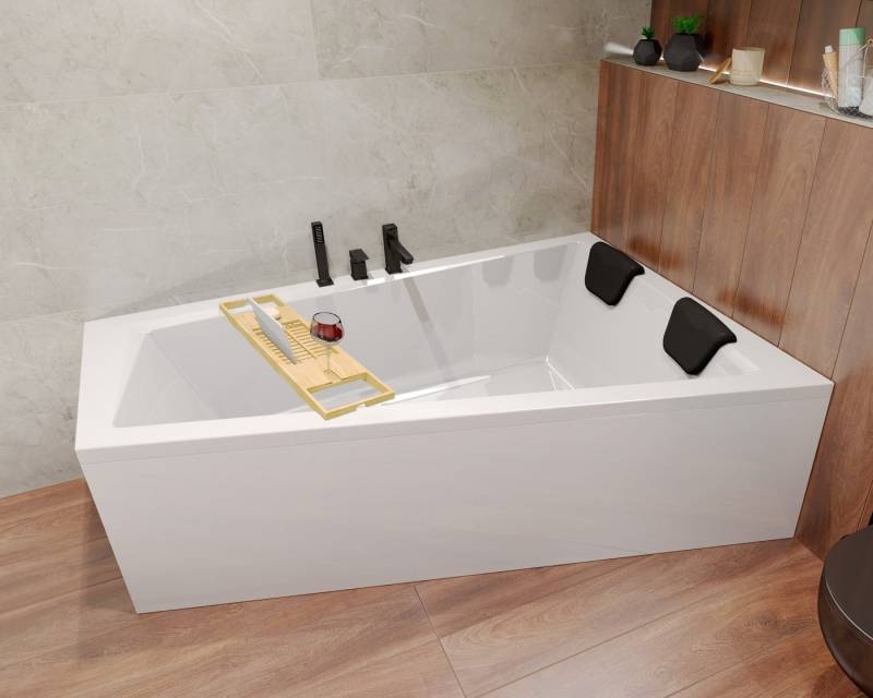 KOLMAN Badewanne Rechteck INTIMAS 150x85 Rechts + Bambus Ablage von KOLMAN