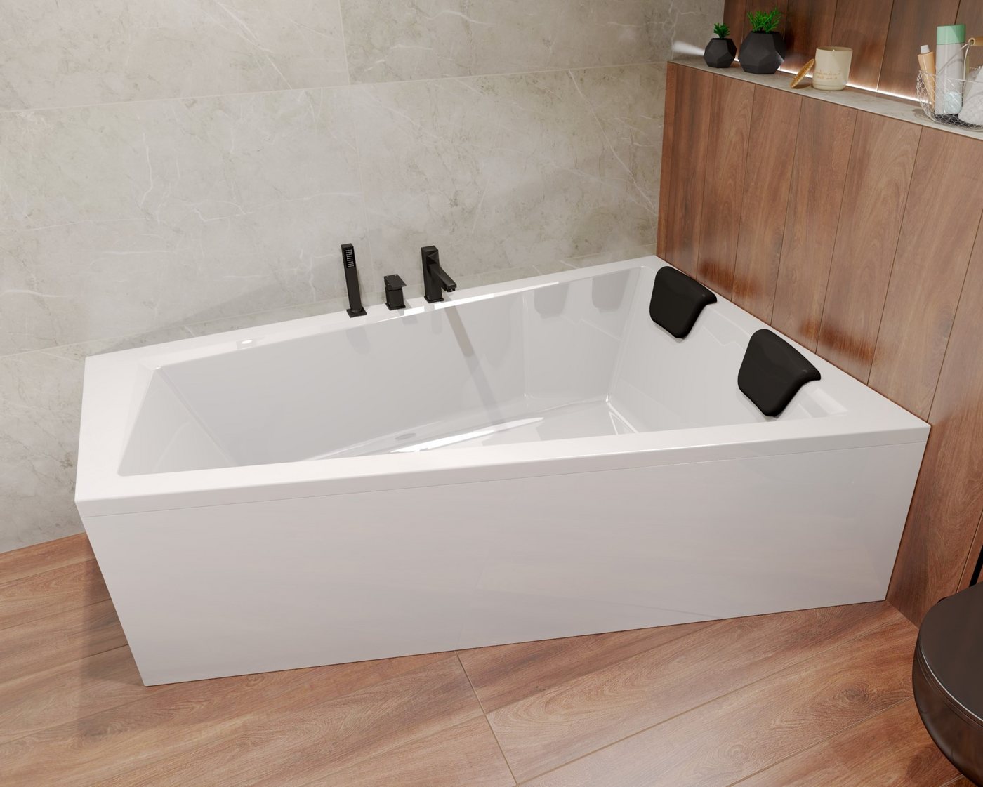 KOLMAN Badewanne Rechteck INTIMAS 150x85 Rechts + 1 Wannenkissen von KOLMAN