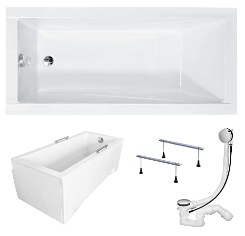 KOLMAN Badewanne Rechteck Modern 160x70 mit Acrylschürze, Füßen und Ablaufgarnitur VIEGA von KOLMAN