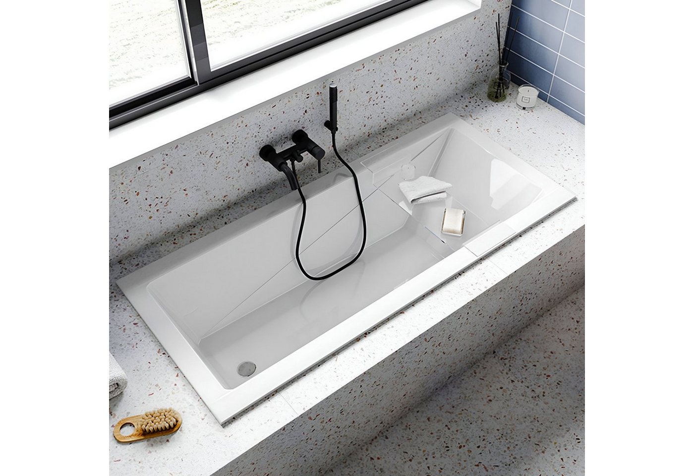 KOLMAN Badewanne Rechteck Modern Slim 170x70, Wannenträger Styroporverkleidung, Ablauf VIEGA & Füße GRATIS von KOLMAN