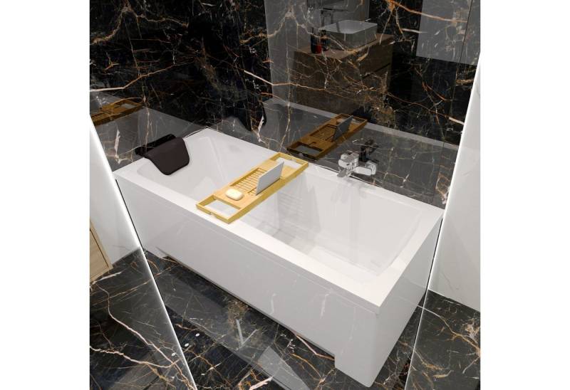 KOLMAN Badewanne Rechteck OPTIMAZ 140x70 mit Wannenträger + Bambus Ablage von KOLMAN