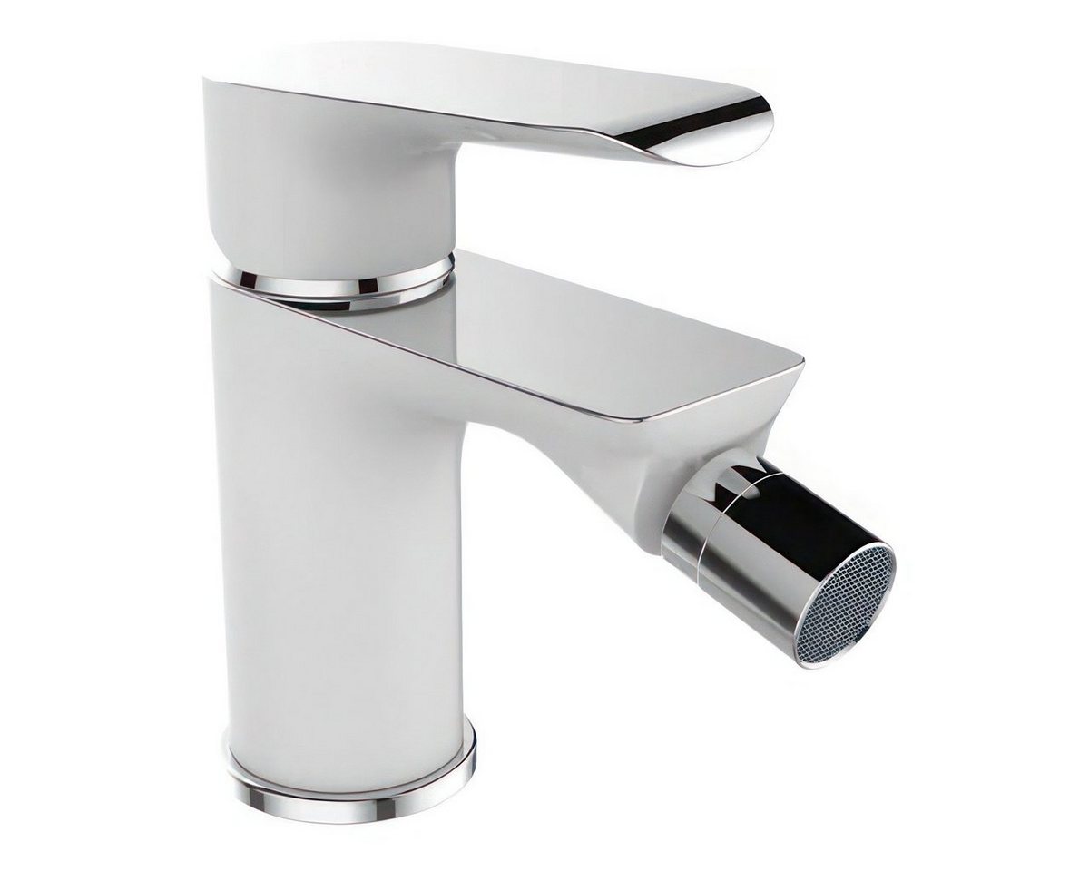 KOLMAN Bidetarmatur ALEA Wasserhahn Bidetmischer für Badezimmer in Weiß-Silber von KOLMAN