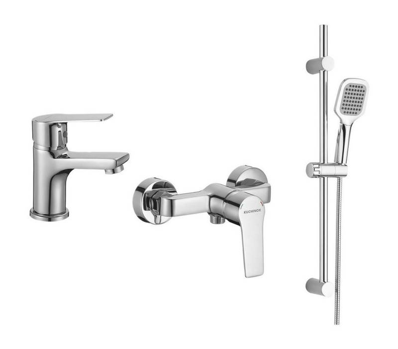 KOLMAN Duscharmatur Set Brausearmatur Waschtischarmatur BORGO mit Handbrause in Chrom von KOLMAN