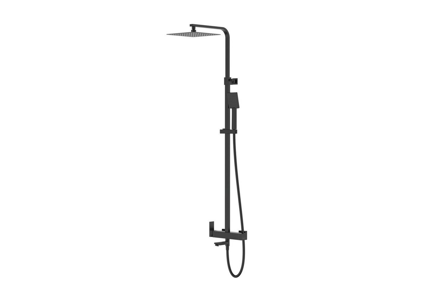 KOLMAN Duschsystem ANGO Brausegarnitur Regendusche mit Aushlauf in Schwarz, Höhe 174 cm, in Schwarz von KOLMAN