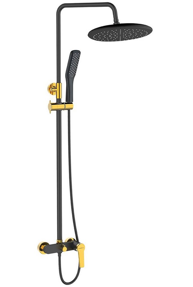 KOLMAN Duschsystem Duschsäule ALANIS Brausegarnitur, Höhe 132 cm, in Schwarz-Gold von KOLMAN