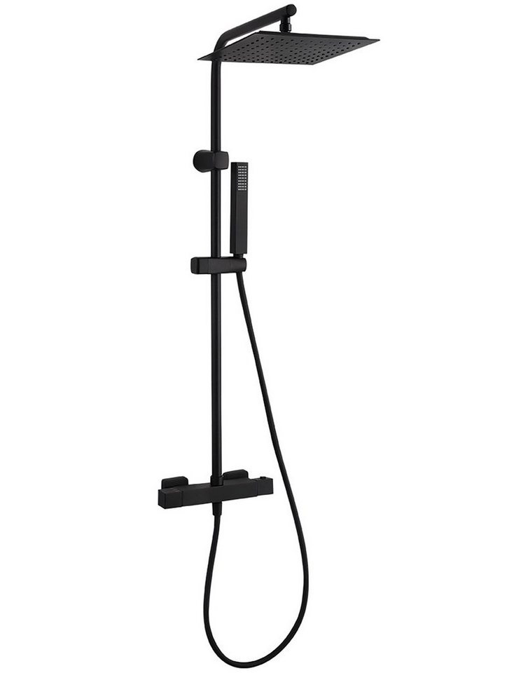 KOLMAN Duschsystem Duschsäule CUBI Thermostatisch, Brausegarnitur, Höhe 101 cm, in Schwarz von KOLMAN