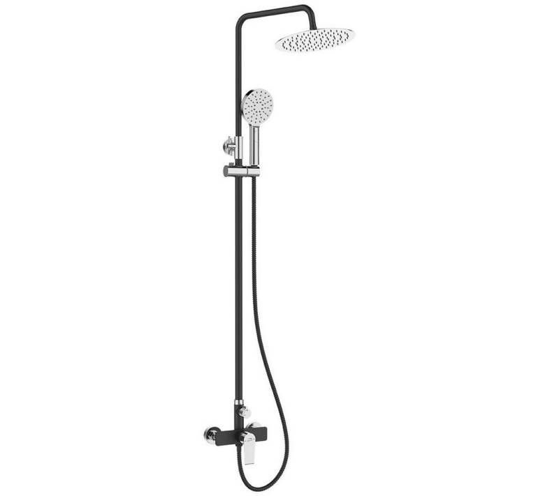 KOLMAN Duschsystem LARGO Brausegarnitur Regendusche, Höhenverstellbar, Höhe 140 cm, 3 Strahlart(en), in Schwarz von KOLMAN