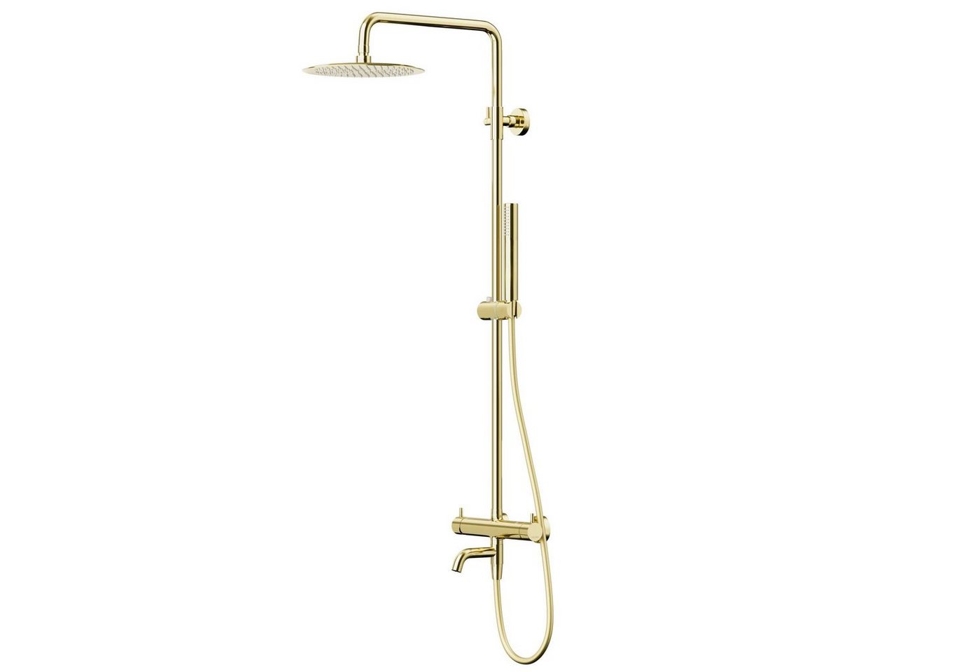 KOLMAN Duschsystem LUGO Brausegarnitur Regendusche mit Aushlauf in Gold, Höhe 180 cm, in Gold von KOLMAN