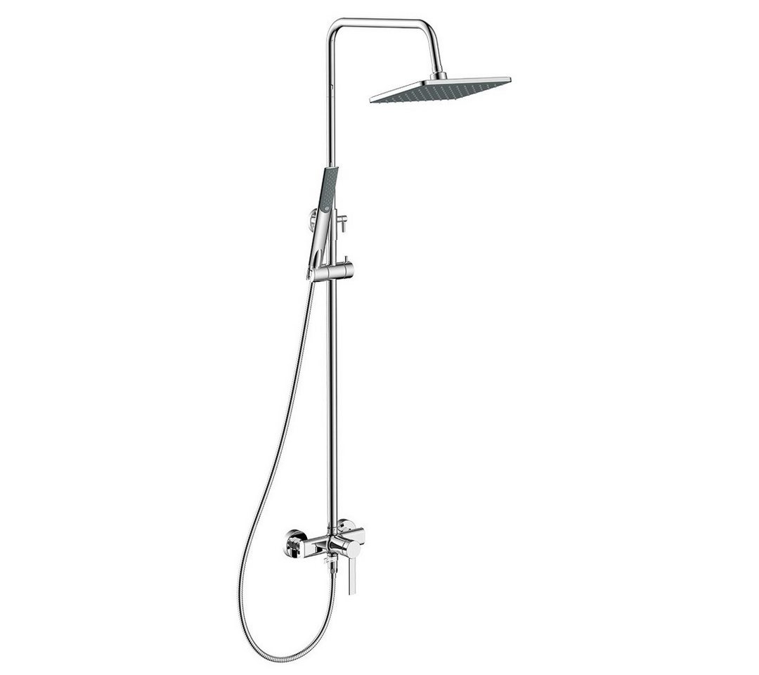 KOLMAN Duschsystem PINAR Brausegarnitur Regendusche, Höhenverstellbar, Höhe 130 cm, in Silber von KOLMAN