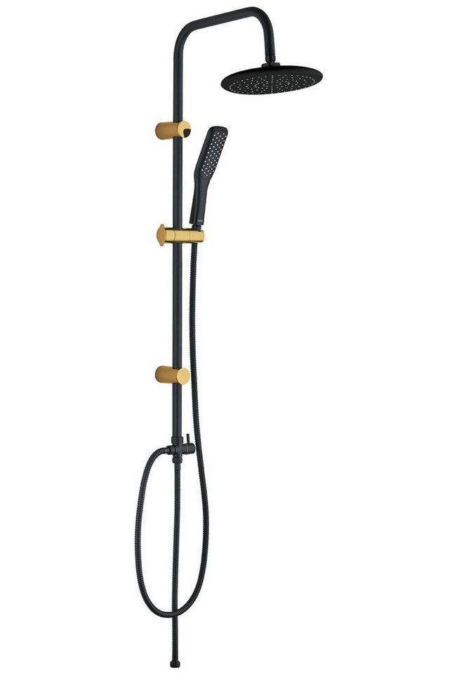 KOLMAN Duschsystem Regendusche set Handbrause ALANIS, Höhe 100 cm, in Schwarz-Gold von KOLMAN