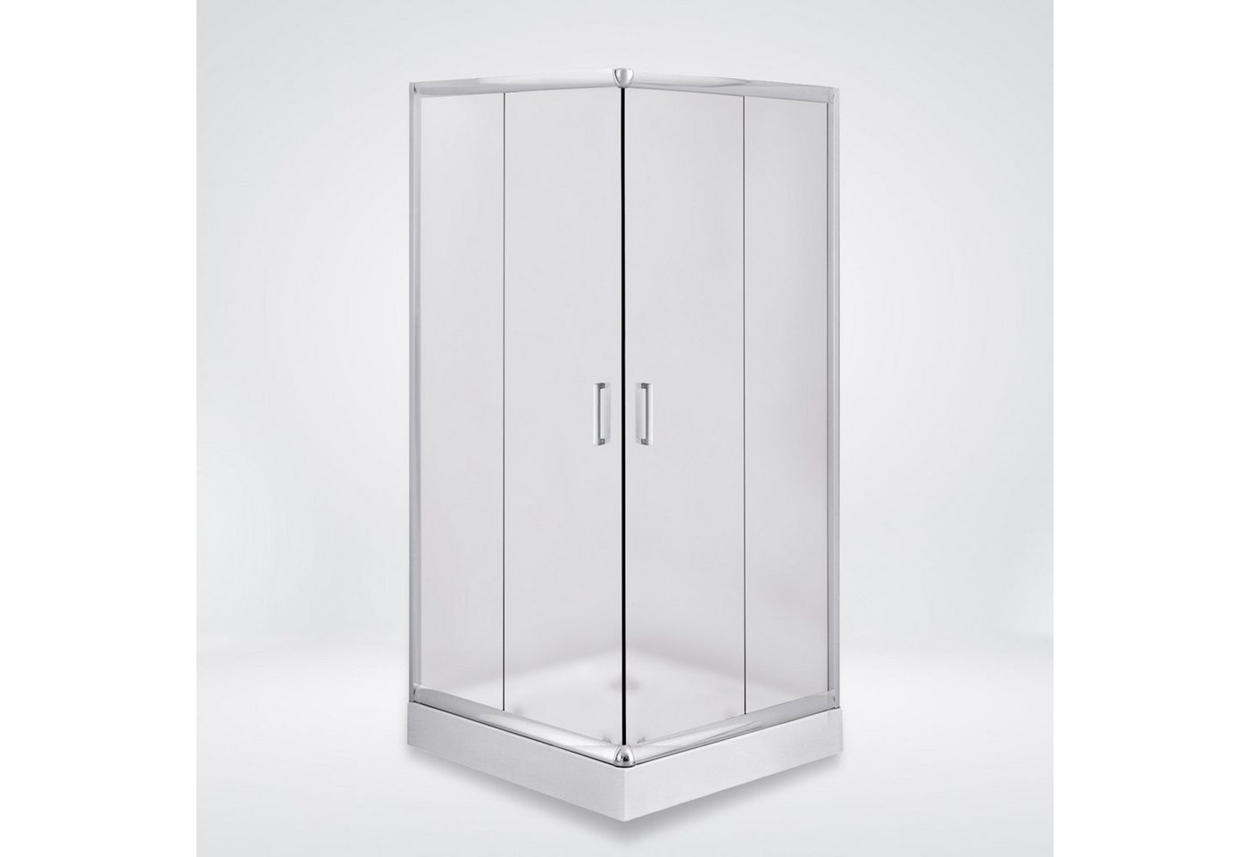 KOLMAN Eckdusche Funkia Viereck Duschkabine mit Duschwanne, BxT: 80x80 cm, Sicherheitsglas, 185 cm, Gefrorenes Glas, Ablaufgarnitur Gratis von KOLMAN