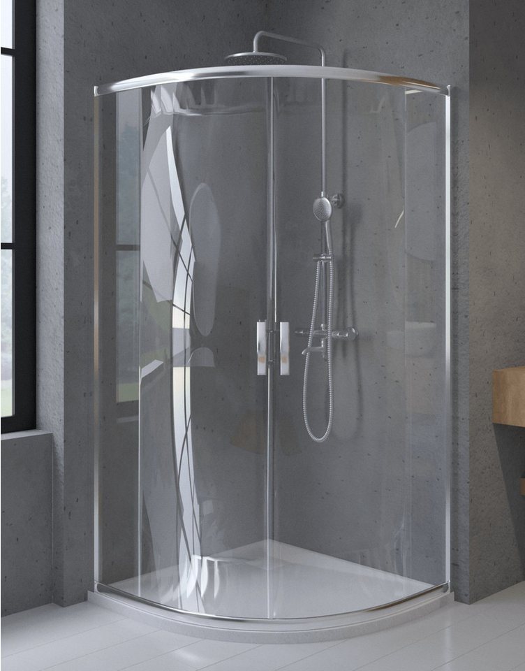 KOLMAN Eckdusche Viertelkreis HELA 80x80 190 cm Transparent Glas, BxT: 80x80 cm, Sicherheitsglas von KOLMAN