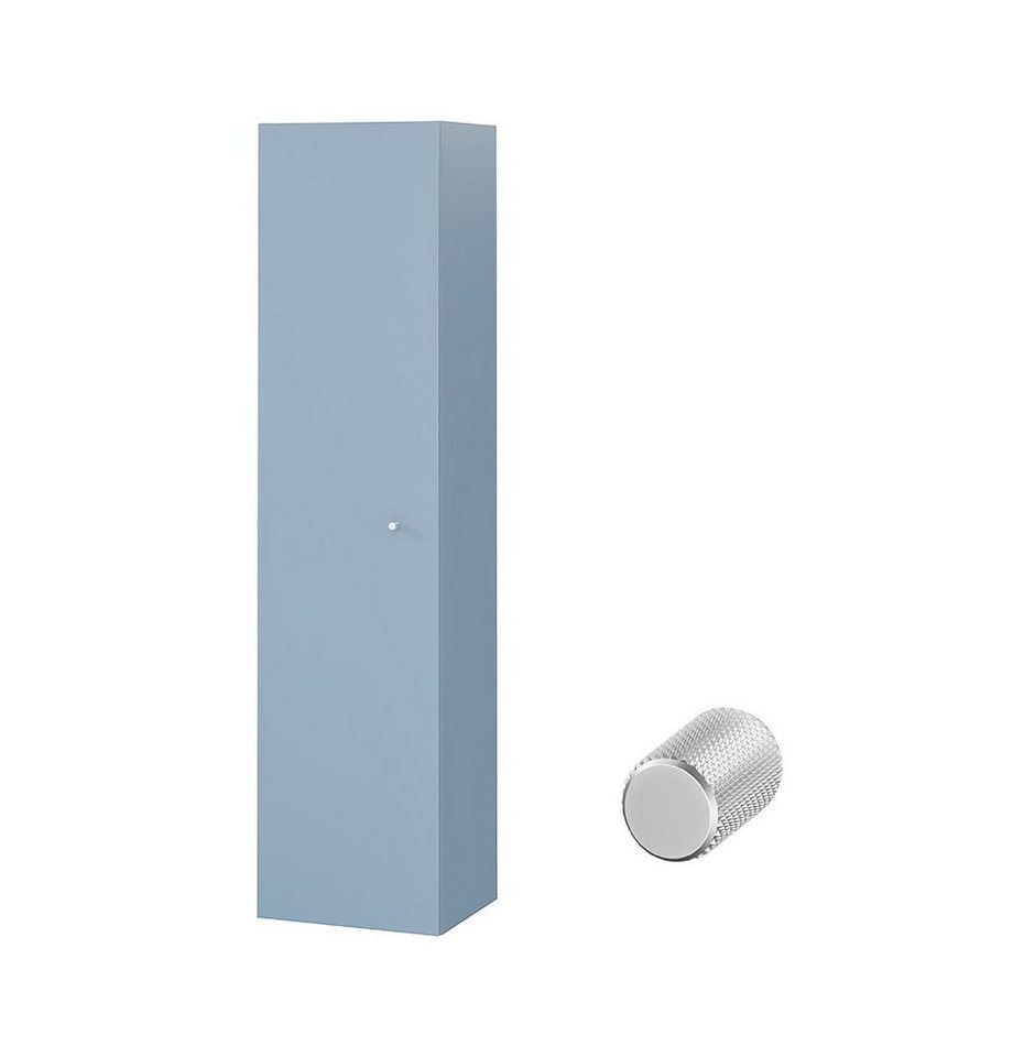 KOLMAN Hochschrank Hochhängeschrank LARGA 160 Blau Silber Möbelgriffe Tür mit Spiegel von KOLMAN