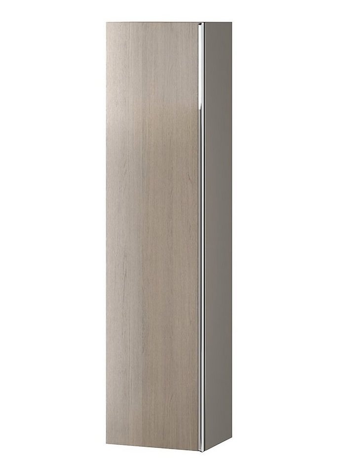 KOLMAN Hochschrank Hochhängeschrank VIRGO 160x40x30 Badezimmerschrank, Eiche Grau Silber Möbelgriffe Tür mit Spiegel von KOLMAN