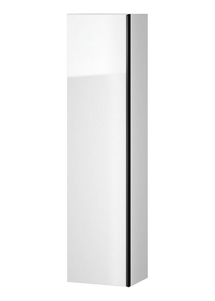 KOLMAN Hochschrank Hochhängeschrank VIRGO 160x40x30 Badezimmerschrank, Weiß Schwarz Möbelgriffe Tür mit Spiegel von KOLMAN