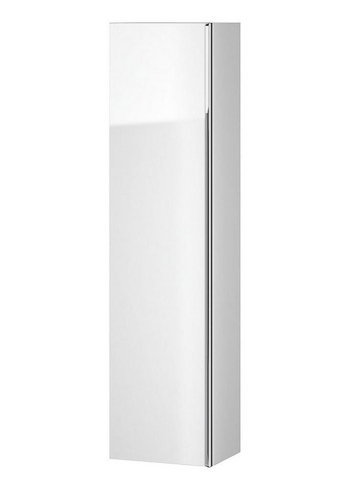 KOLMAN Hochschrank Hochhängeschrank VIRGO 160x40x30 Badezimmerschrank, Weiß Silber Möbelgriffe Tür mit Spiegel von KOLMAN