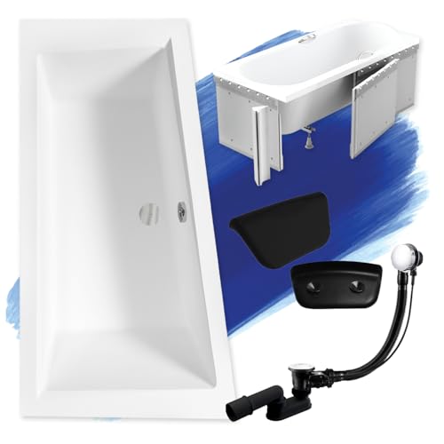 KOLMAN KOMPLETTSET 6in1 Acryl Weiß Wanne Badewanne Eckwanne 150x85 cm INTIMA Links + Styroporverkleidung + 2 Badkissen KODI in Schwarz, Premium Ablaufgarnitur VIEGA in Chrom + Wannenfüße KOLMAN KOMPLETTSET 6in1 Acryl Weiß Wanne Badewanne Eckwanne 150x85 cm INTIMA Links + Styroporverkleidung + 2 Badkissen KODI in Schwarz, Premium Ablaufgarnitur VIEGA in Chrom + Wannenfüße von KOLMAN
