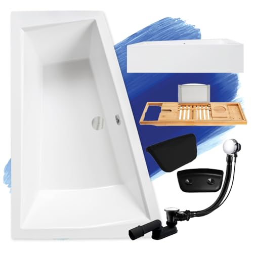 KOLMAN KOMPLETTSET 6in1 Acryl Weiß Wanne Badewanne Eckwanne 170x125 cm INTIMA Links + AcrylSchürze + Badewannentablett Bambus Holzablage+ Badkissen Schwarz, Ablaufgarnitur VIEGA in Chrom + Wannenfüße KOLMAN KOMPLETTSET 6in1 Acryl Weiß Wanne Badewanne Eckwanne 170x125 cm INTIMA Links + AcrylSchürze + Badewannentablett Bambus Holzablage+ Badkissen Schwarz, Ablaufgarnitur VIEGA in Chrom + Wannenfüße von KOLMAN