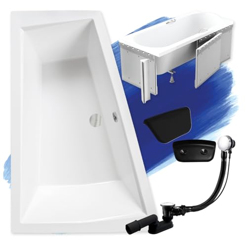 KOLMAN KOMPLETTSET 6in1 Acryl Weiß Wanne Badewanne Eckwanne 180x125 cm INTIMA Links + Styroporverkleidung + 2 Badkissen KODI in Schwarz, Premium Ablaufgarnitur VIEGA in Chrom + Wannenfüße KOLMAN KOMPLETTSET 6in1 Acryl Weiß Wanne Badewanne Eckwanne 180x125 cm INTIMA Links + Styroporverkleidung + 2 Badkissen KODI in Schwarz, Premium Ablaufgarnitur VIEGA in Chrom + Wannenfüße von KOLMAN