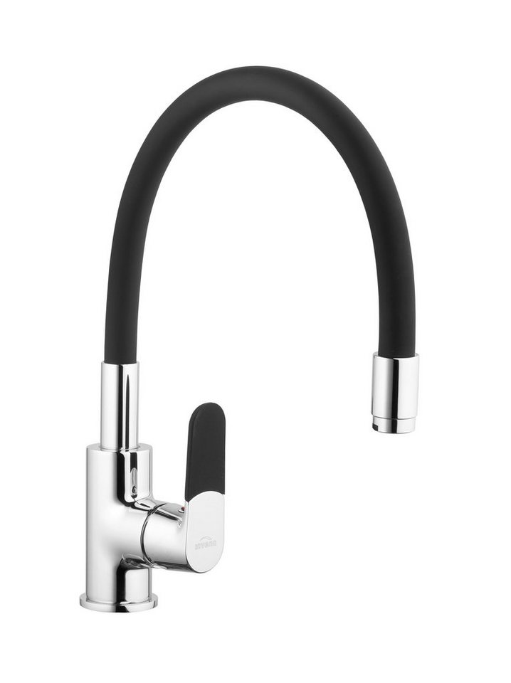 KOLMAN Küchenarmatur JOGA Wasserhahn Mischbatterie mit flexiblen Auslauf in Schwarz von KOLMAN