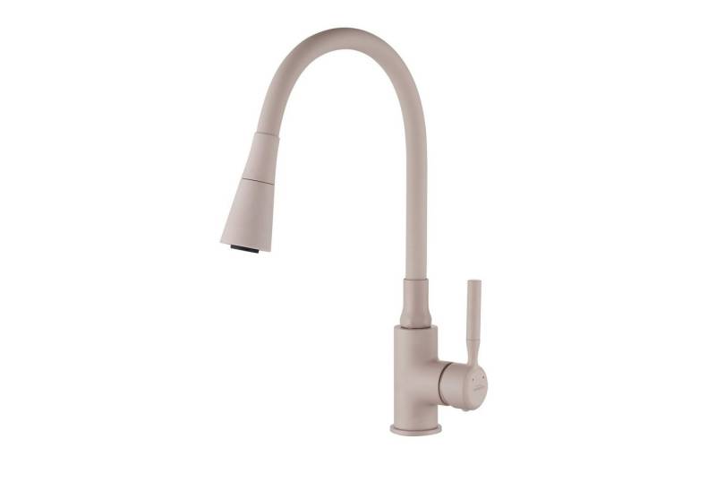 KOLMAN Küchenarmatur POGO PLUS Wasserhahn Mischbatterie mit flexiblen Auslauf in Beige von KOLMAN