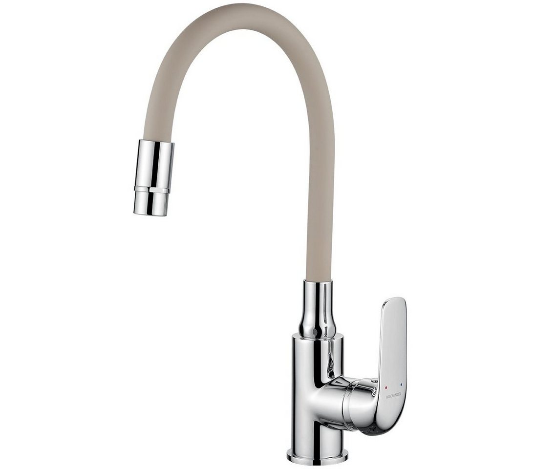 KOLMAN Küchenarmatur Wasserhahn ELZA Küchenmischer mit flexiblen 2-Funktionen Auslauf in Chrom-Beige von KOLMAN