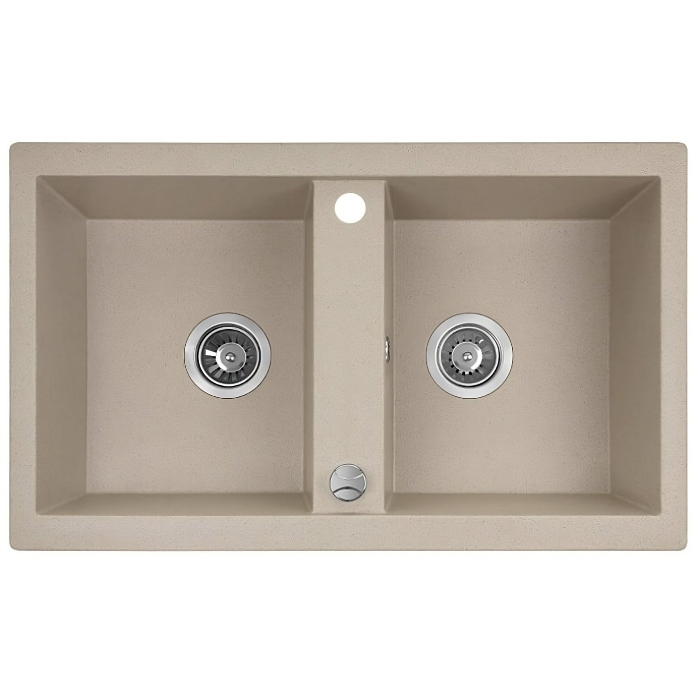 KOLMAN Küchenspüle Doppelbecken Barbados Granitspüle, Rechteckig, 48/78 cm, Beige, Space Saving Siphon GRATIS von KOLMAN