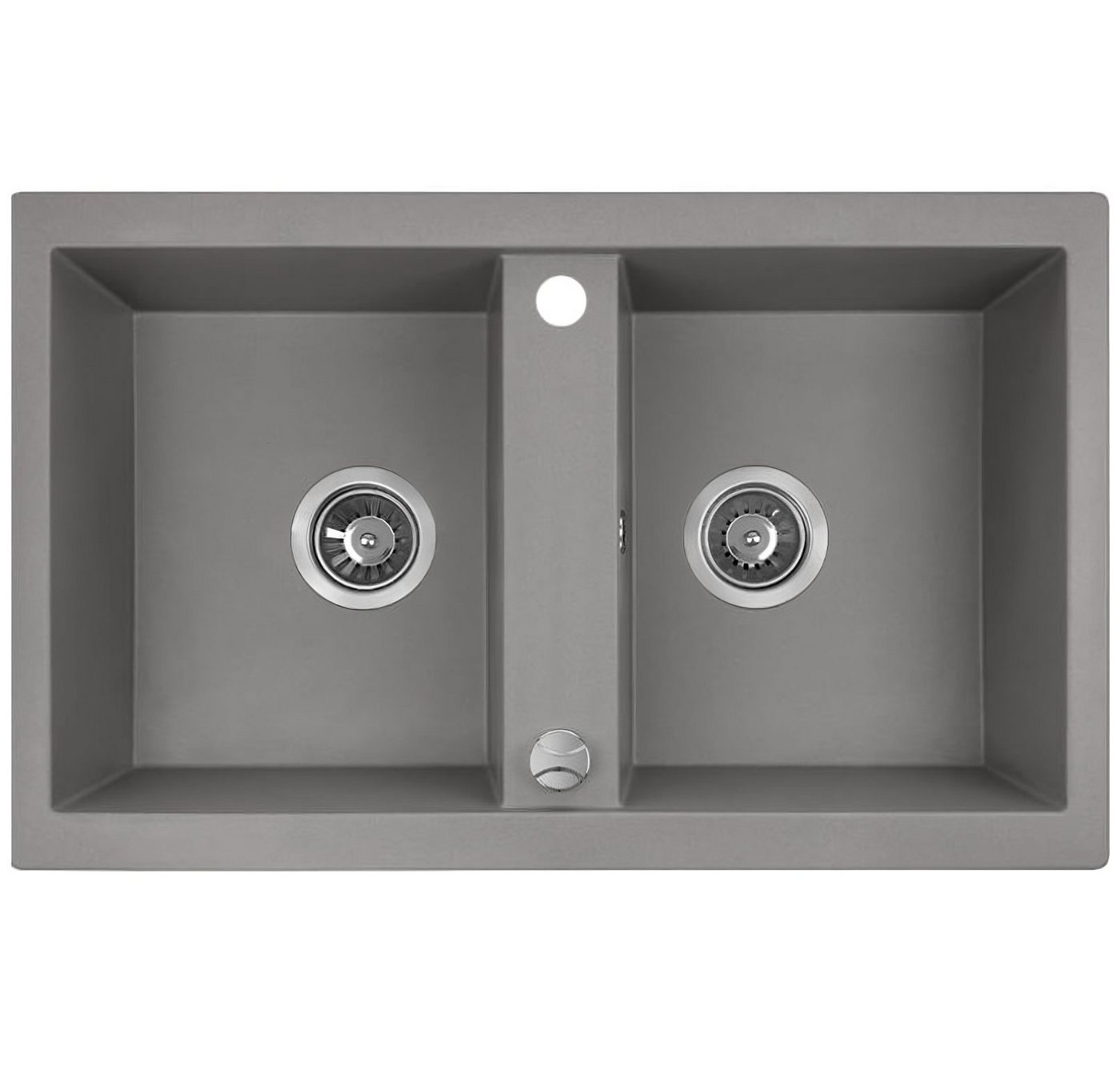 KOLMAN Küchenspüle Doppelbecken Barbados Granitspüle, Rechteckig, 48/78 cm, Grau, Space Saving Siphon GRATIS von KOLMAN