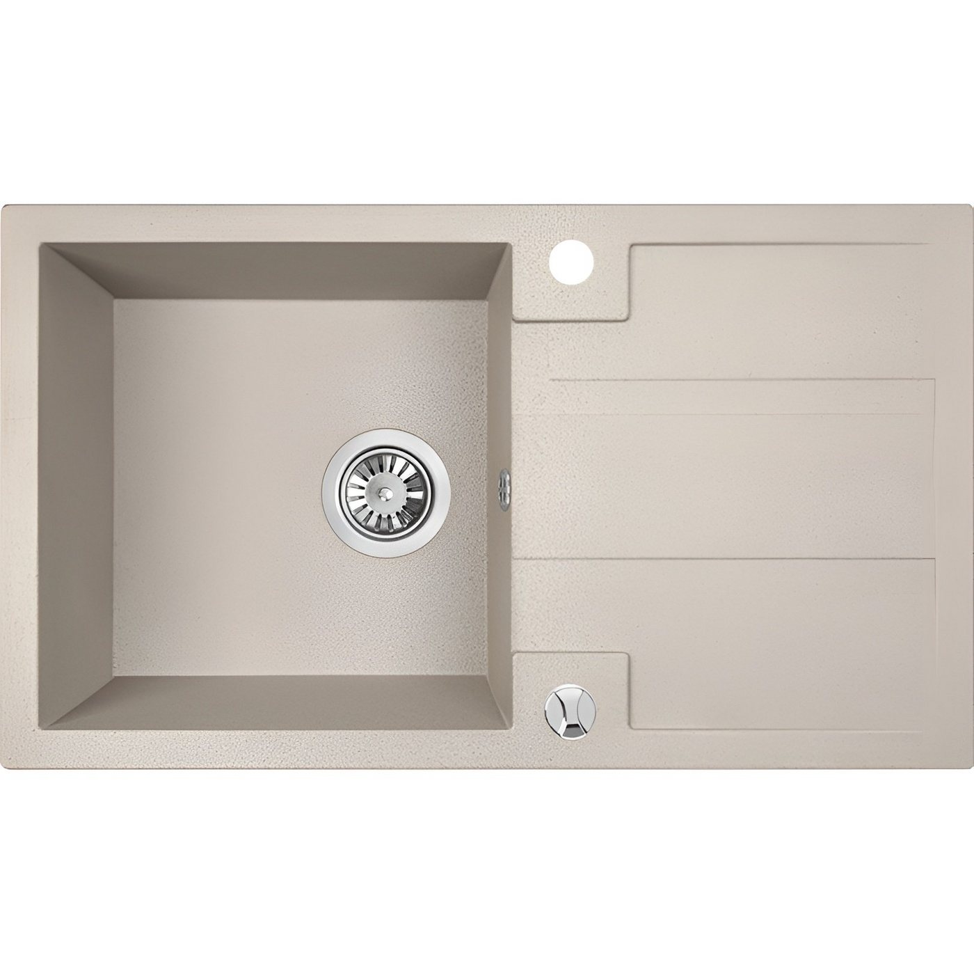 KOLMAN Küchenspüle Einzelbecken Barbados Granitspüle, Rechteckig, 44/76 cm, Beige, Space Saving Siphon GRATIS von KOLMAN