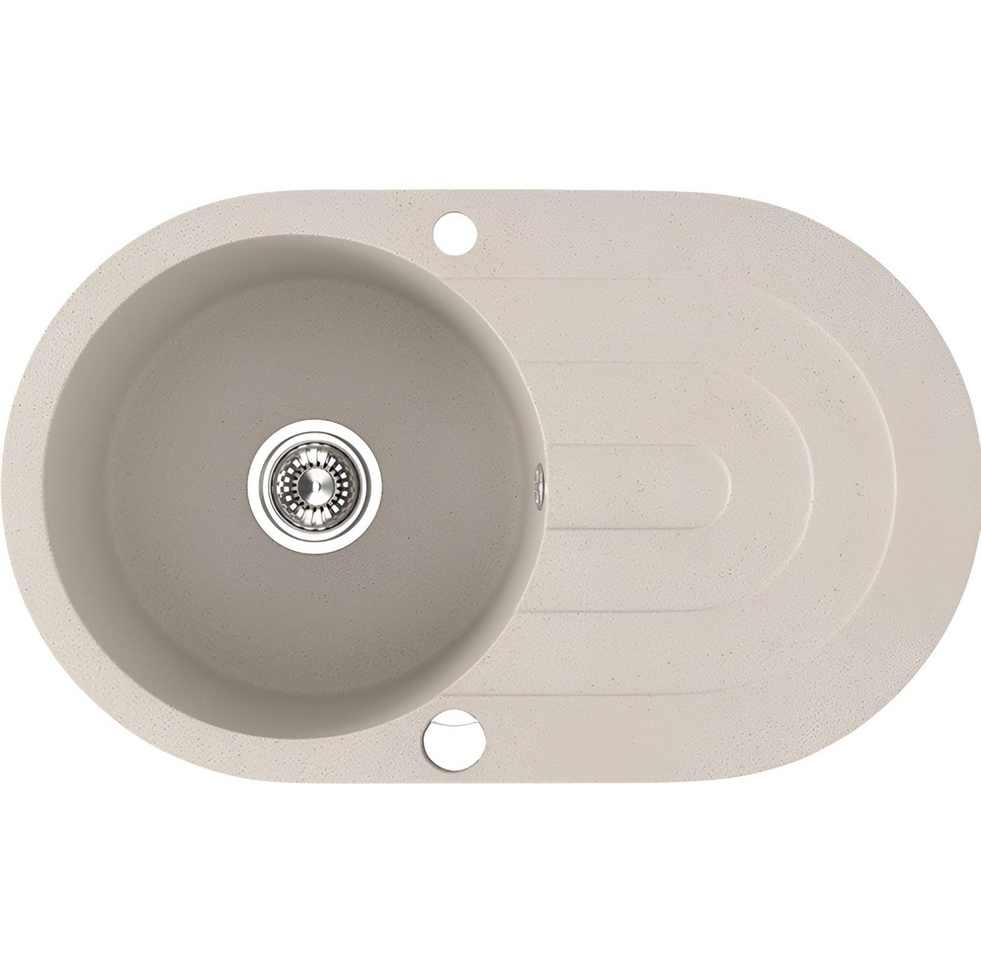 KOLMAN Küchenspüle Einzelbecken Dafne Granitspüle, Rund, 47/78 cm, Beige, Space Saving Siphon GRATIS von KOLMAN